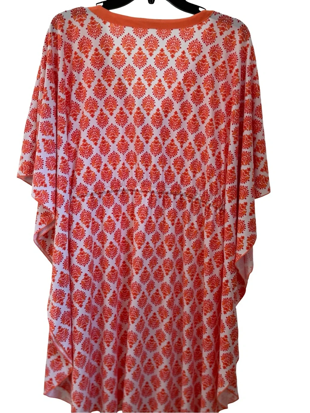Cabana Life Coral Printed V-Neck Tunic Dress/Swim Cover-Up